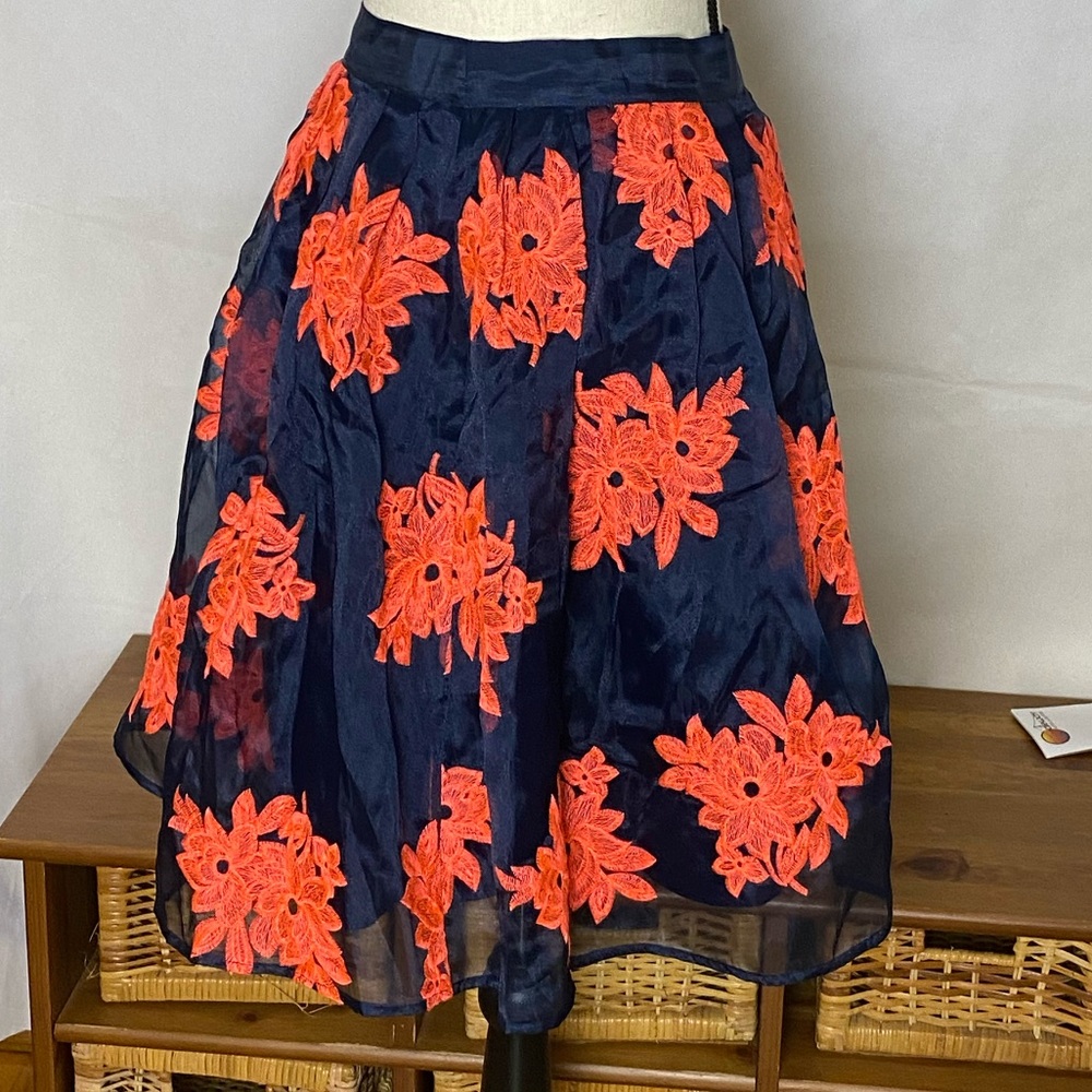 Anthropologie Maeve Skirt Blue Orange 14